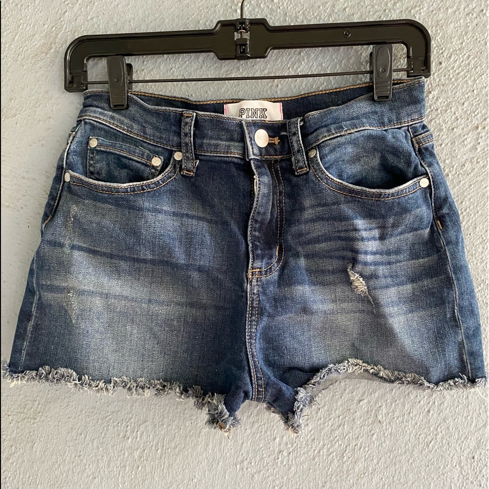 LIKE NEW Victoria’s Secret PINK Distressed Blue Jean Shorts Size Small